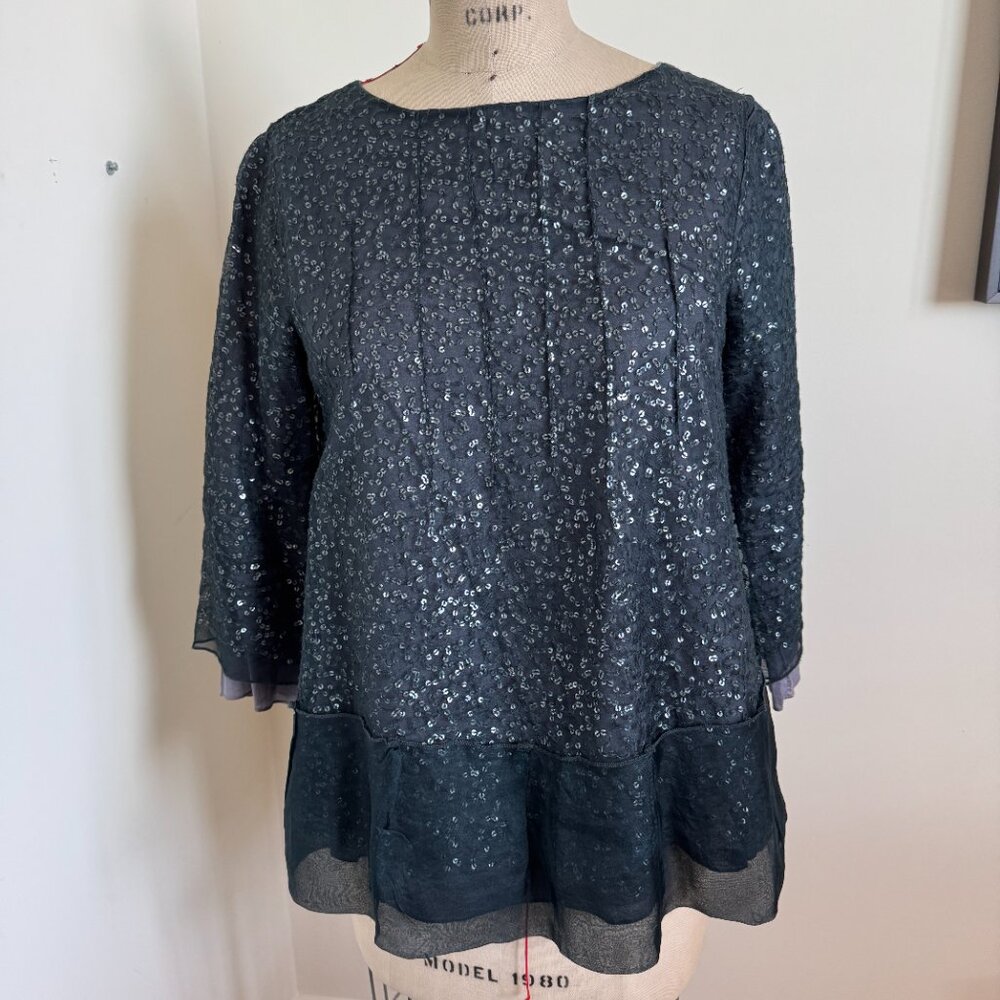 DKNY Blue Top With Sequence in Size M